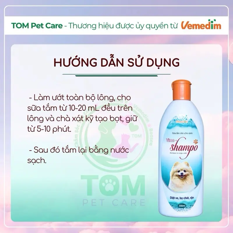 Vime shampo sữa tắm chó mèo: sạch ve, giảm ngứa, khử mùi, thơm lâu. dung tích 300ml 2