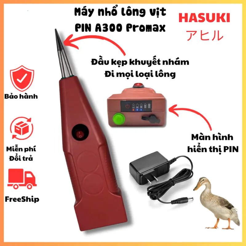 A300 PROMAX Máy Nhổ Lông Vịt Dùng Pin liên tục 6 tiếng, CHỐNG NƯỚC hiệu quả 0