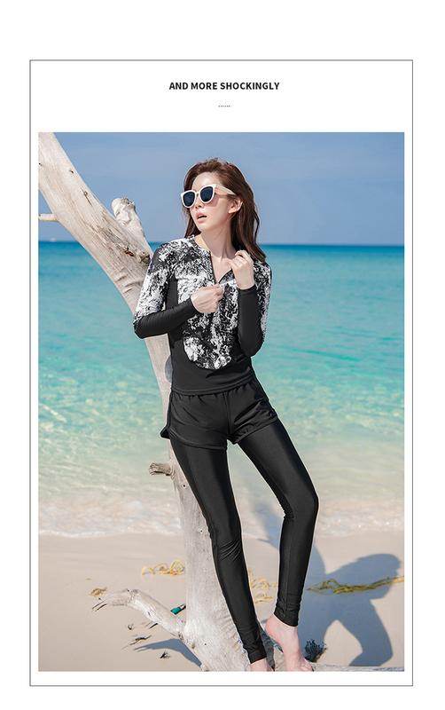 Product Introduction of New Women's Swimwear Split Boxer Long-Sleeved Trousers Four-Piece Set Sun-Protective Clothing Diving Surfing Snorkeling Wholesale 9
