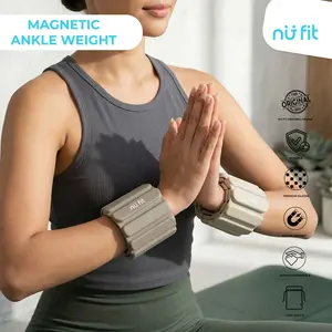 Nu Fit - Magnetic Ankle Weight Mocca Cream-  Nu Fit Original Design Beban Tangan Kaki Pemberat Ankle Weight Bangles - Adjustable Ankle Wrist Weight Bangles - Gelang Olahraga Nufit