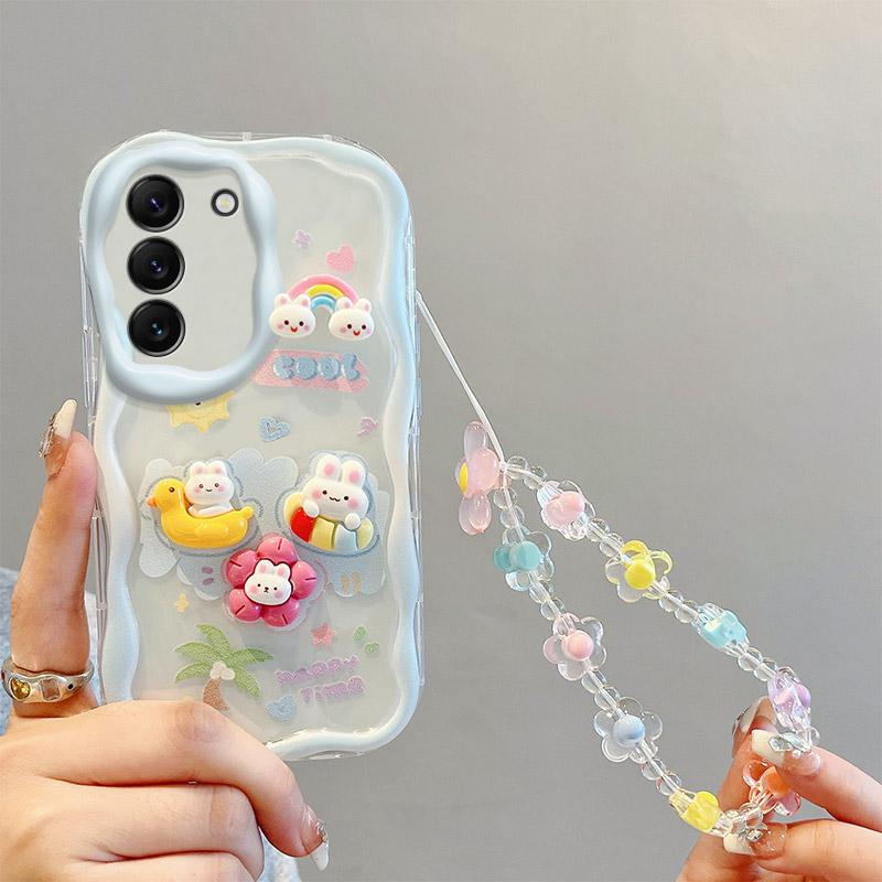 Vỏ thích hợp cho ốp lưng Samsung galaxy s20 fe s21fe s21 s22 s23 plus 5Gphone, vỏ cao su chống sốc, thiết kế mới, vỏ bảo vệ dễ thương có dây xích