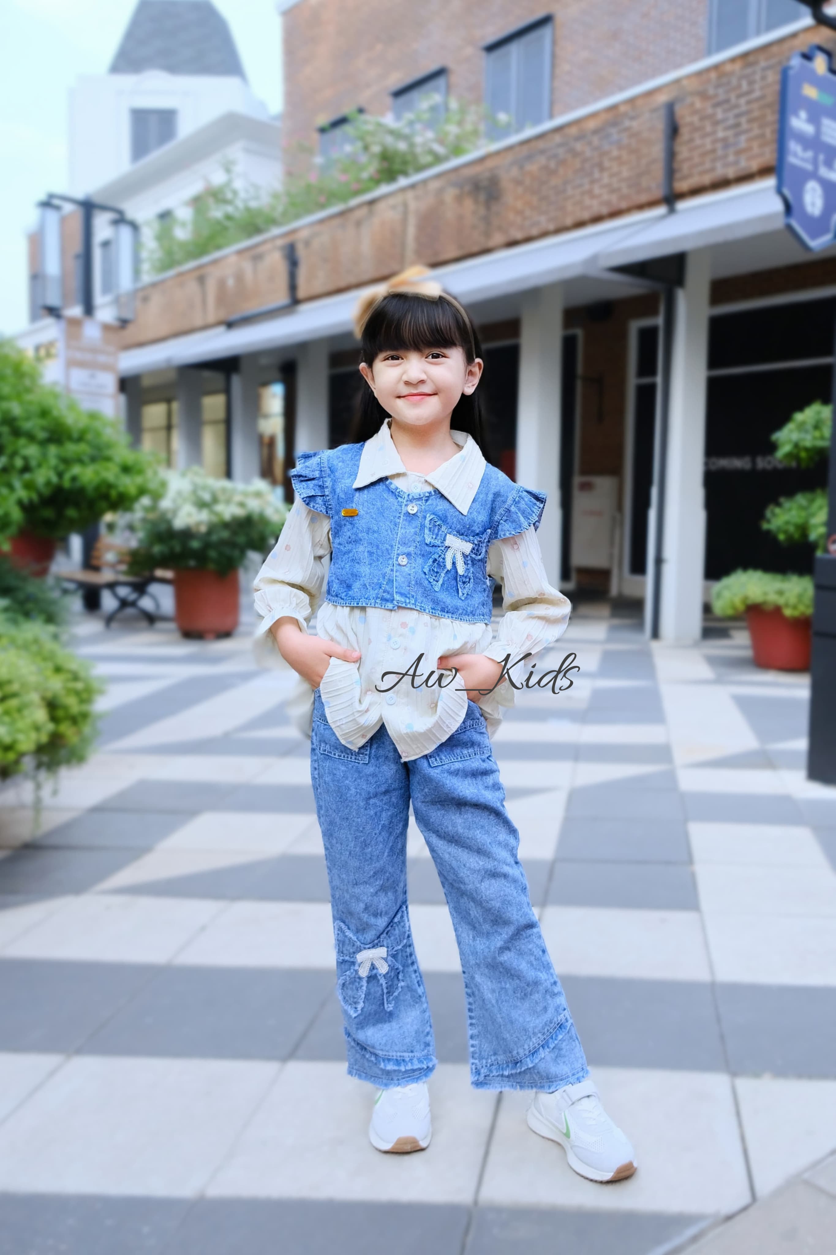 Stelan Elora 3 IN 1 Jeans Anak Perempuan Terbaru, Usia 3 Sampai 12 Tahun