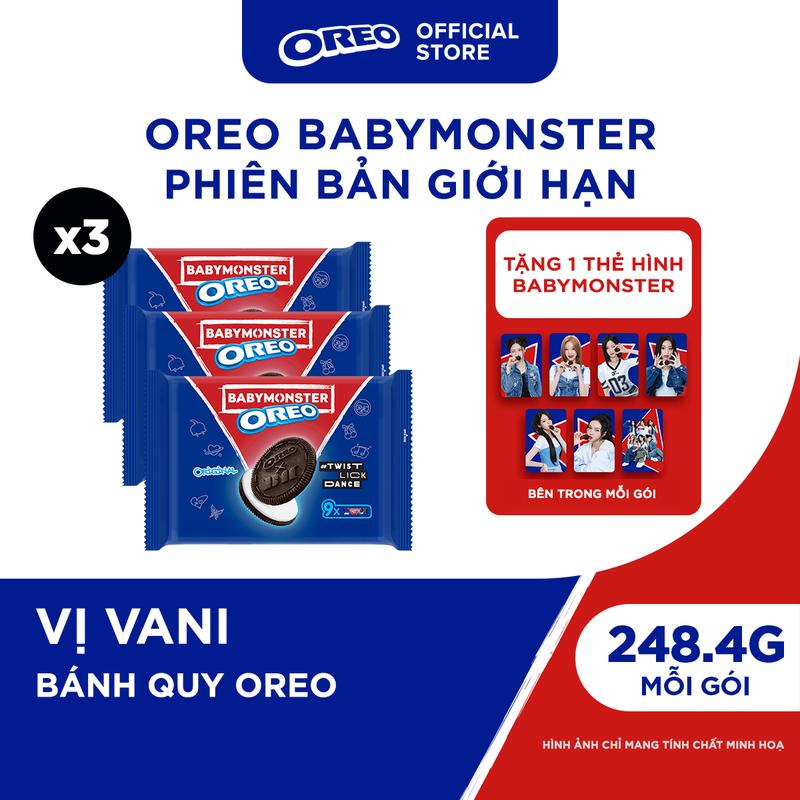 TẶNG CARD NGẪU NHIÊN Combo 3 Hộp Bánh Quy OREO BABYMONSTER Với Kem Vị Vani 248.4g