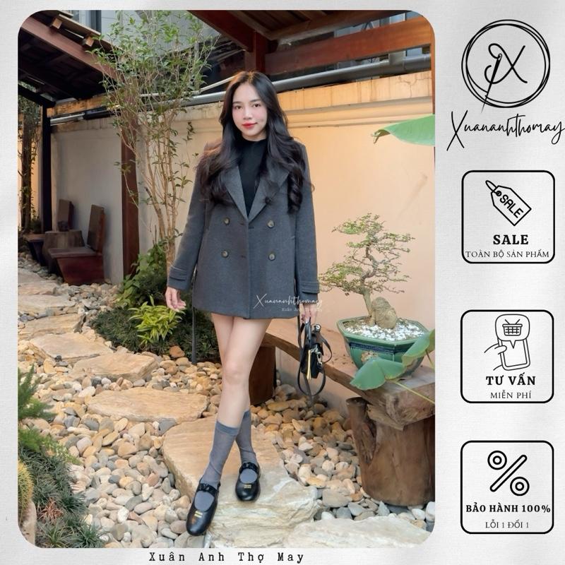 Áo khoác dạ cổ vest dáng ngắn kèm dây thắt eo 75cm - Xuananhthomay