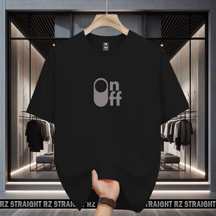 Baju Kaos Pendek Rz Straight On Off Motif Silver Casual Unisex Sablon Cowok - Fit, Panjang 4