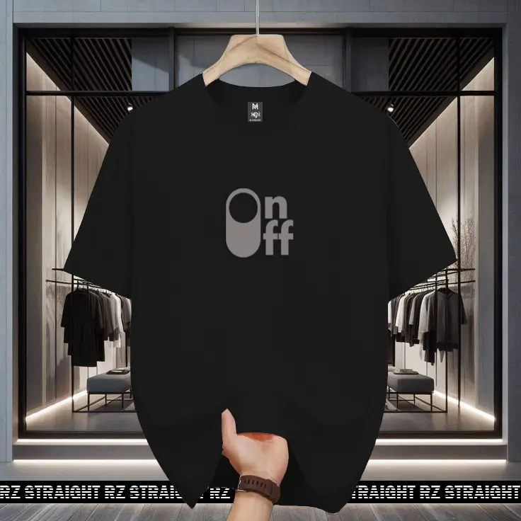 Baju Kaos Pendek Rz Straight On Off Motif Silver Casual Unisex Sablon Cowok - Fit, Panjang 4