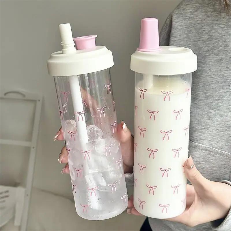 500/700ml nước rơm chai với cốc nồi nắp cà phê trà sữa cốc nhựa cho trường học ngoài trời uống rượu chai nước các cô gái món quà