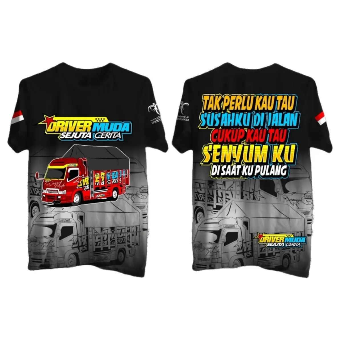 Kaos Truck Driver Muda Sejuta Cerita Catoon Combat 24s Sablon Plastisol Full Print