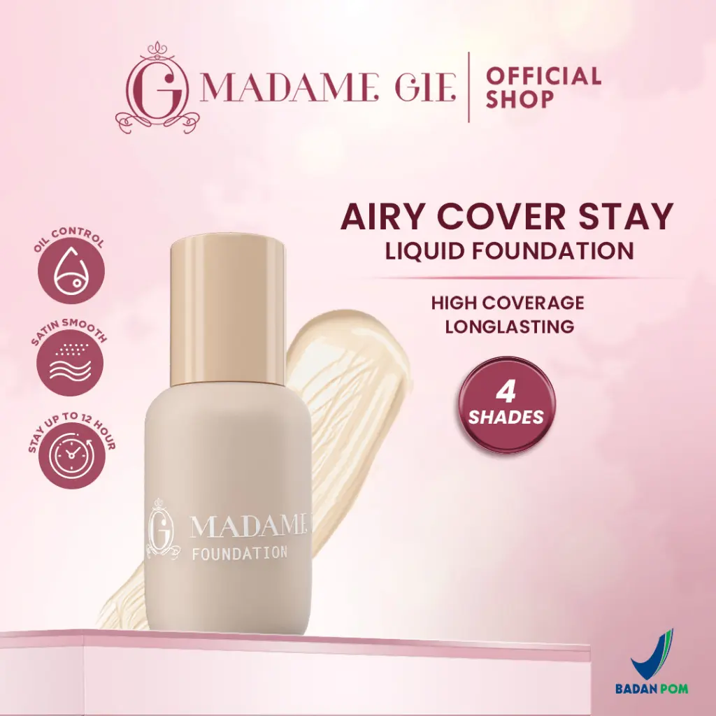Madame Gie Madame Airy Cover Stay Liquid Foundation - High Coverage Longlasting MakeUp