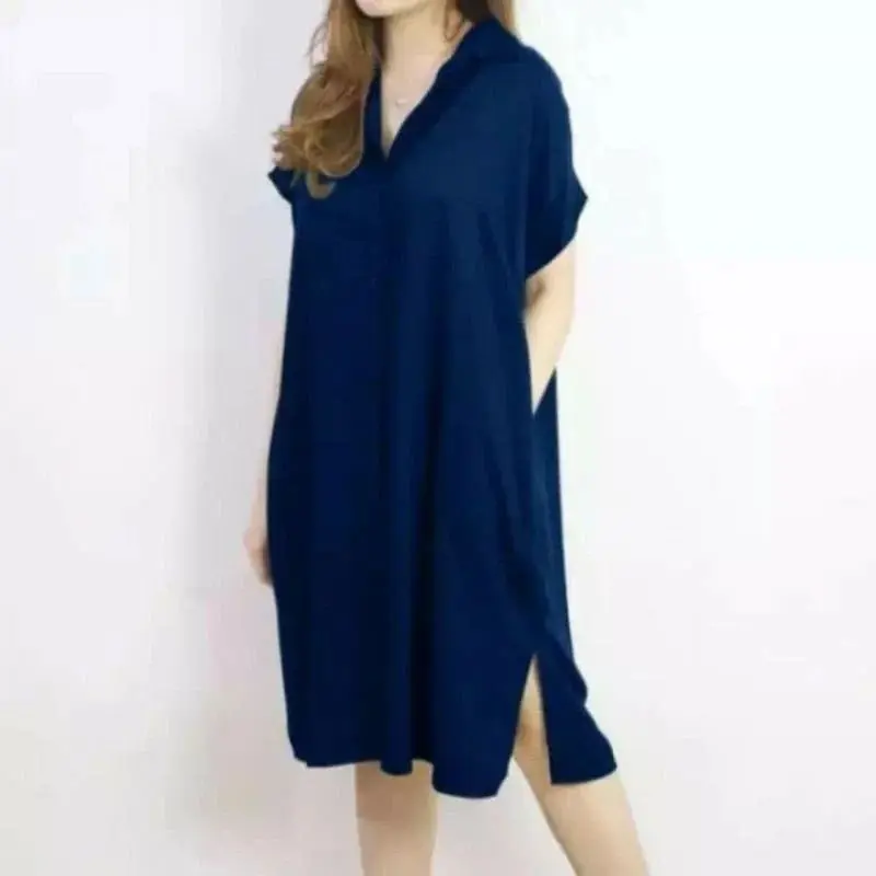 Paket 100Ribuan Dapat 4 Daster Lula Homedress Full Kancing & Saku Aktif Sesuai Foto Nyaman Panjang Santai Kerah Wanita Piyama Garis Busui Katun Bumil Menyusui Tangan Tipis Mewah 4