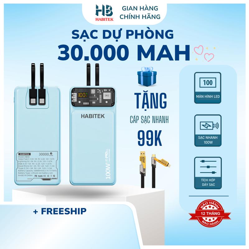 [Tặng Cáp Sạc Nhanh] Sạc Dự Phòng HB88 Pro 20.000MAH  Tích Hợp 2 Dây Sạc , Sạc Siêu Nhanh,  Bảo Hành 12 Tháng [ Đổi trả bất kỳ lý do gì ] Phụ Kiện Điện Thoại Pin Dự Phòng