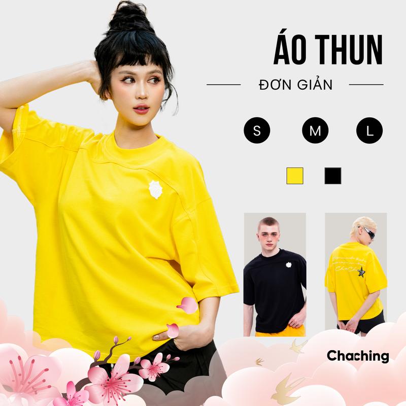  Áo thun Unisex Phối Patch Silicon Form Boxy ChaChing Áo Phông Nam Nữ In Hoạ Tiết Ngôi Sao Kết Hợp Chữ Thêu ChaChing Chất Cotton Cao Cấp Thoáng Mát Và Thấm Hút Mồ Hôi 