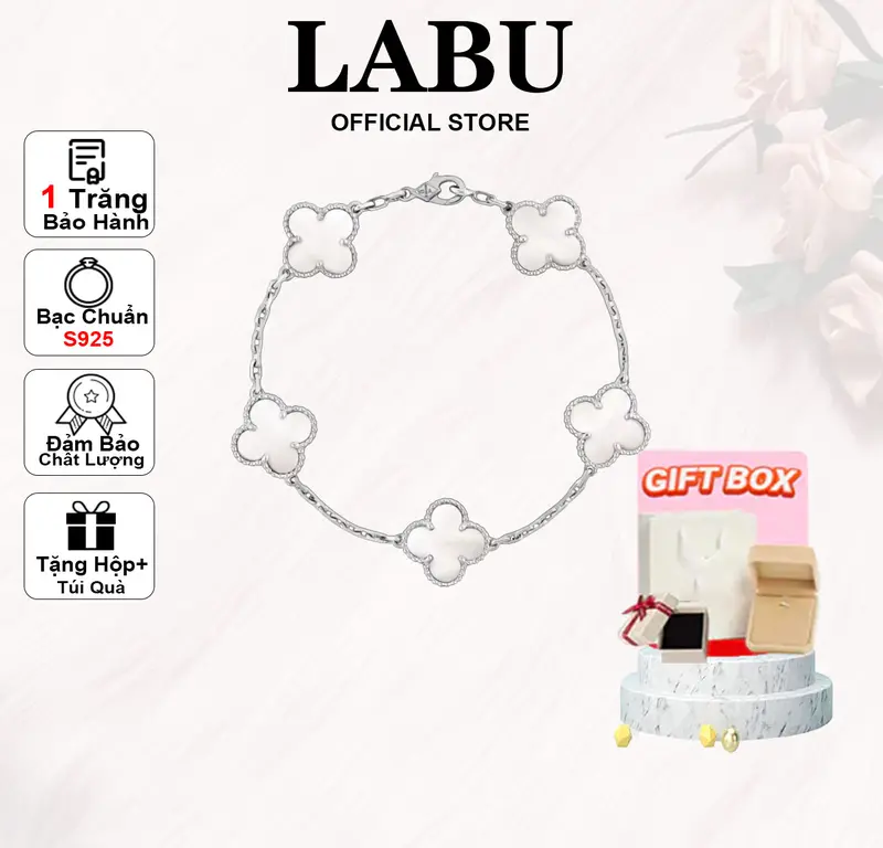 vòng tay Lắc tay hoa 4 lá LABU Không gỉ Five Four Leaf Clovers Bracelet Vang/Silver vòng tay nữ Những phụ kiện tiệc tùng lấp lánh nhất-Quà tặng/Ngày lễ/Hàng ngày 7