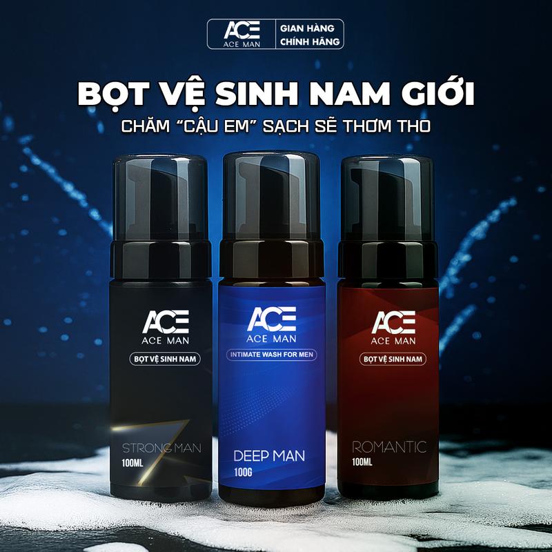 Bọt vệ sinh nam giới ACEMAN 100ml/chai hương nước hoa The Bad Boy Strongman Romantic thành phần từ thiên nhiên lành tính