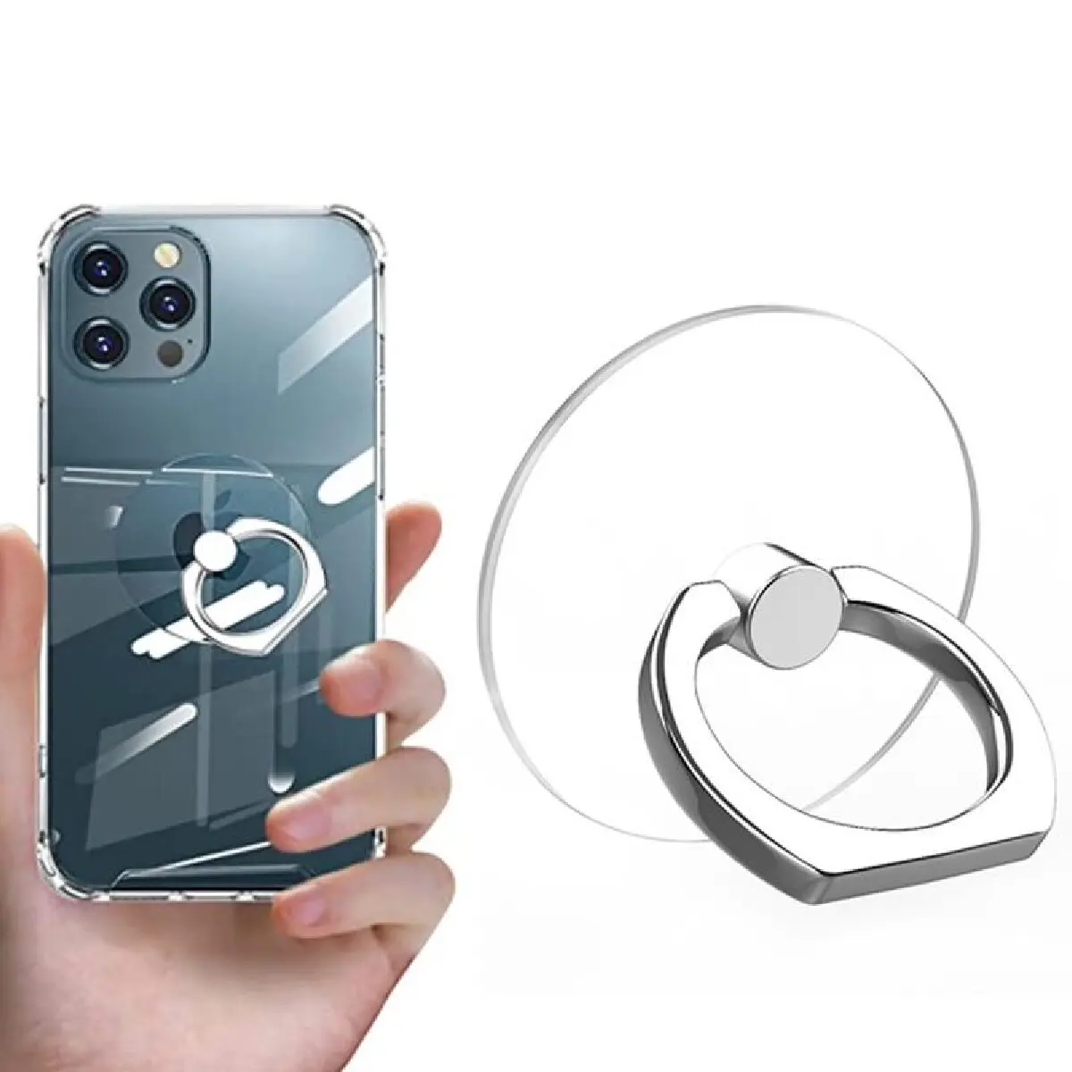 Pemegang cincin telus COD untuk telefon bimbit, pendirian putaran 360 °, cengkaman jari yang jelas, Serasi dengan pelbagai iphone Sarung Accessories