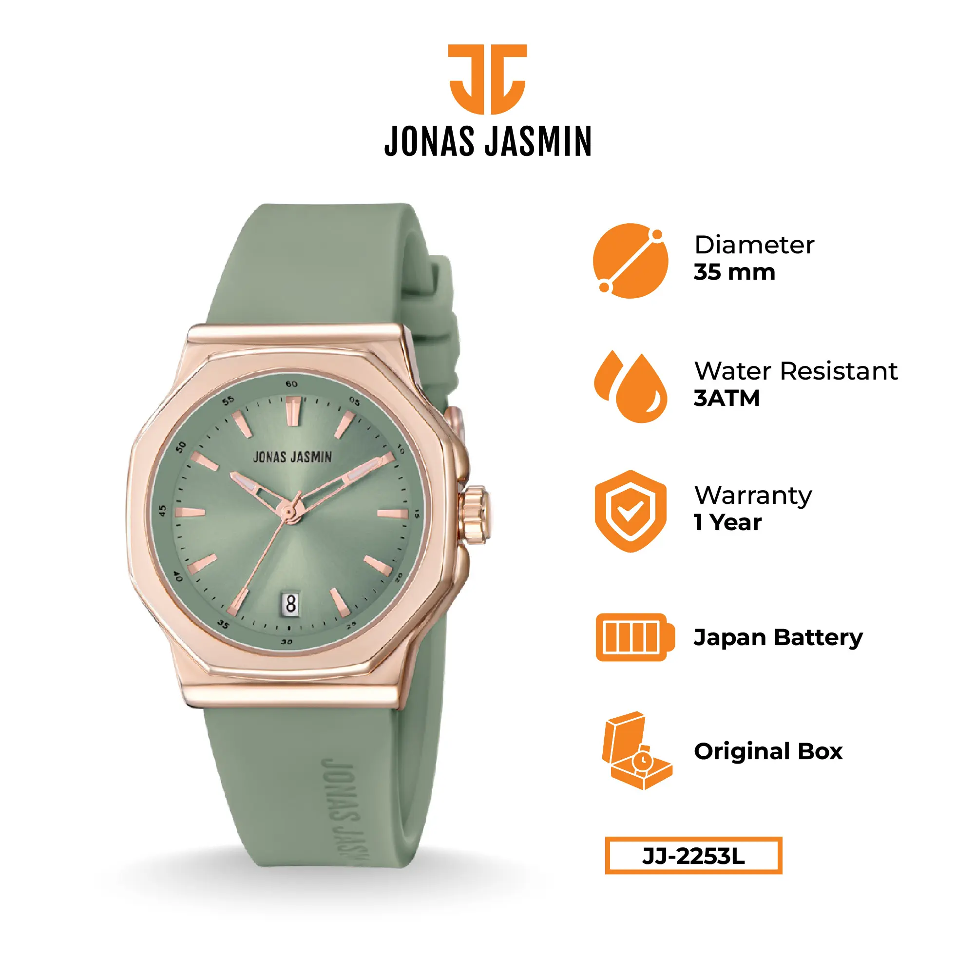 Jonas Jasmin - Jam Tangan Wanita Analog JJ-2253L Watch Include Box Fullset