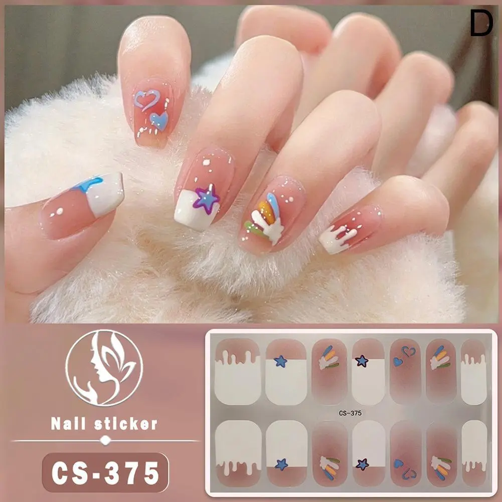 Gel Nail Stickers Long-lasting Cream Nail Strips Patch Need Sticker Decals Nail Gel UV Slider C1Z3