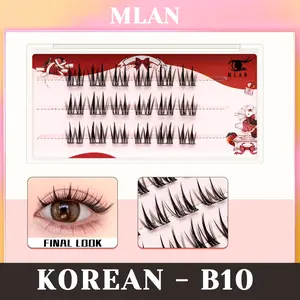 MLAN B10 Korean Lash Tanpa Lem Bulumata Palsu Serat Kapas Hitam Pekat C Curl 11–13mm [Dua Variasi Tersedia]