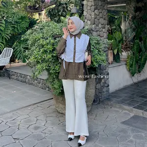 WOW-Rachel Kemeja Pololinen Mix Brokat Korean Style