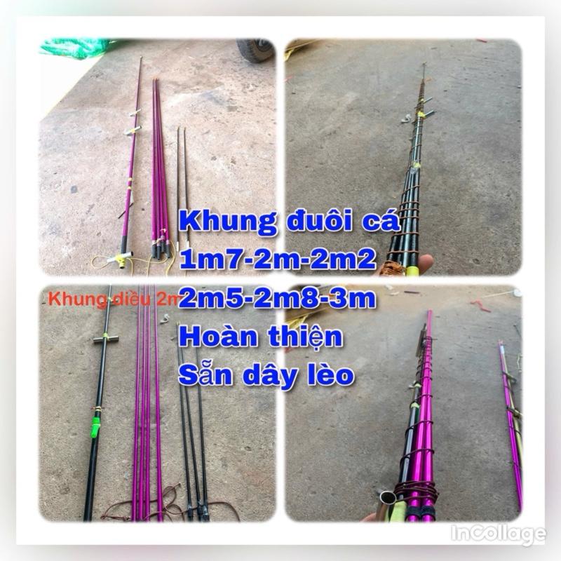 Khung diều 2m5-2m8-3m nan tím vip sẵn dây lèo và Tio sáo bao gió to hàng có bảo hành - Toy Đồ Chơi