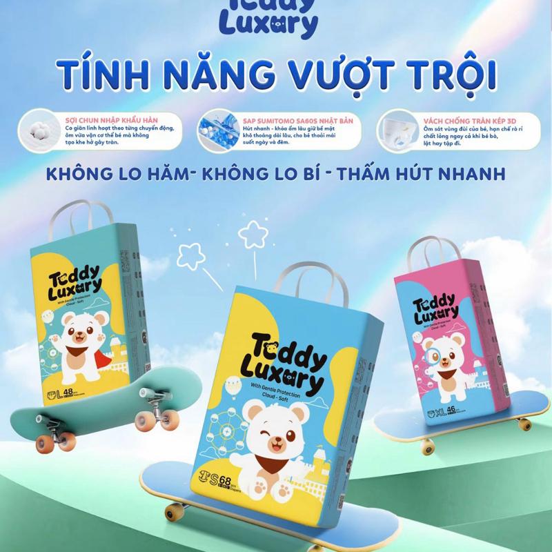 [Combo 6]bịch bỉm Teddy Luxyry - Tã siêu mỏng thoáng khí , chống hăm cho bé đủ sezi