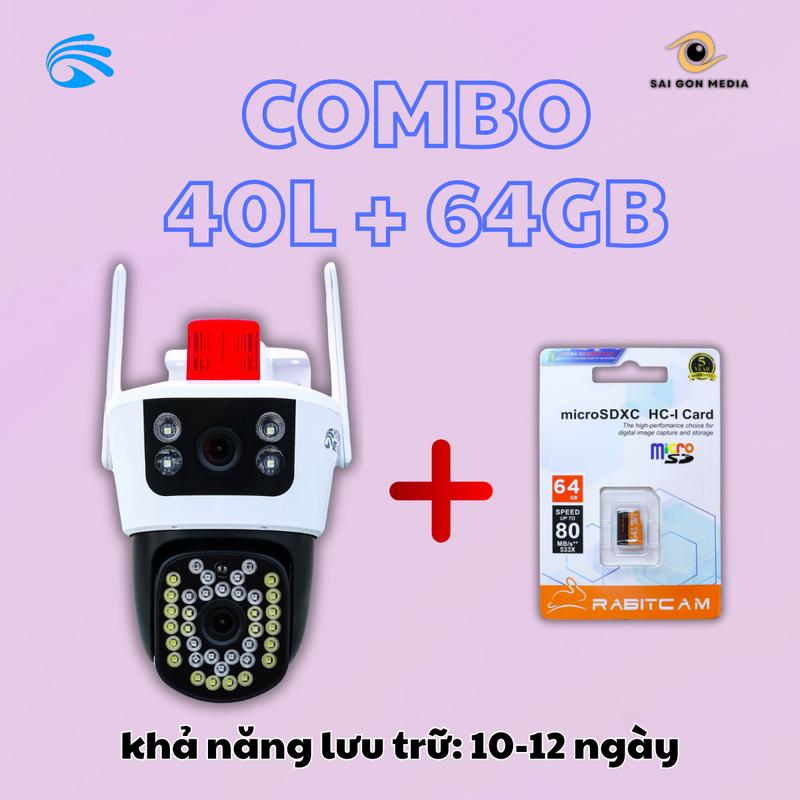 [COMBO] Camera Wifi YOOSEE 2 Mắt Ngoài Trời 12MP + Thẻ Nhớ 64gb