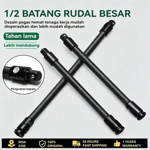 Sambungan Ekstensi Kabel Fleksibel Bor Impact Wrench Extension Rod Pemanjang Kunci Sok Socket 1/2inci 25/35cm