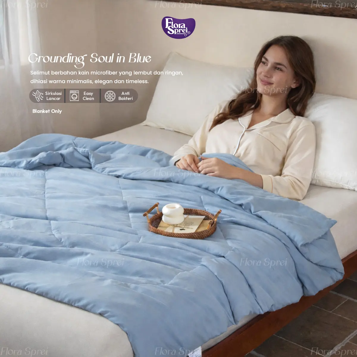 FLORA Selimut Bedcover Pastel Serenity Series Warna Pastel Elegan Microtex Lembut Tidak Panas & Gerah Anti Luntur Anti Bakteri [10]
