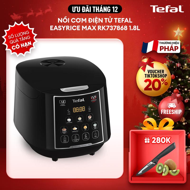 HBT Nồi cơm điện tử Tefal EasyRice Max RK737868 1.8L Cooker Nấu Cơm chương trình nấu ăn tự động
