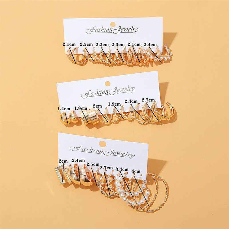 Set Anting Geometris Logam Tren Terbaru Anting Lingkar Logam Fashion Unik dengan Mutiara Tidak Beraturan Anting Klip Mutiara Vintage Desain Minimalis: Ringan, Tahan Lama, Warna Tahan Lama & Tidak Berkarat Aksesori Pakaian Hadiah Perayaan