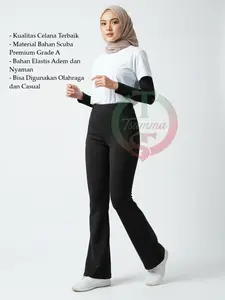 Celana Olahraga Cutbray High Waist Bahan Scuba Premium Flarepants Sport Kualitas Terbaik Melar Adem