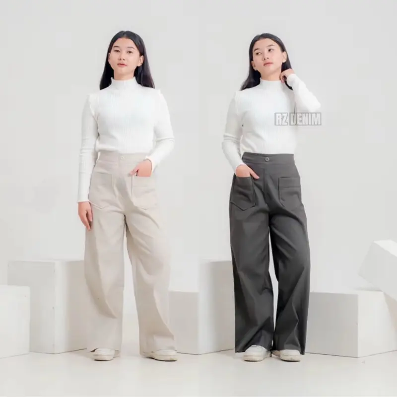 loose pants anak perempuan 10-16 tahun celana panjang anak perempuan bahan twil combed melar adem Fashion