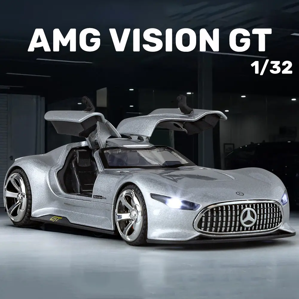 1:32 Scale Benz AMG Vision GT Alloy Car Model Light & Sound Effect Diecast Car Toys for Boys Birthday Gift Kids Toys Car Collection
