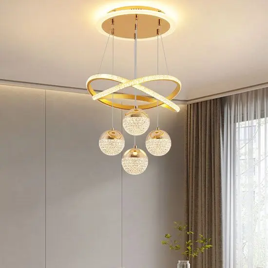 Kristal Lampu Gantung Remote Led 3 Warna Minimalis Mewah Chandelier Ruang Tamu Bar Restoran Kamar Tidur Lampu Gantung 5