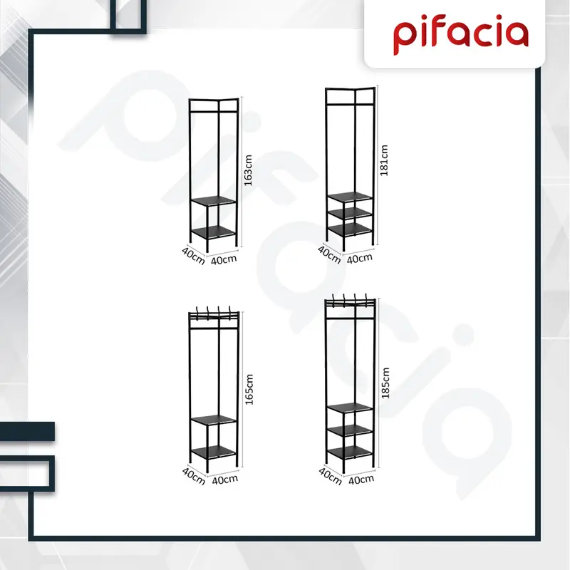 PIFACIA Rak Baju Sudut Gantung Stand Hanger Portable Lemari Perkakas Pakaian Topi Tas Penyimpanan Serbaguna 4