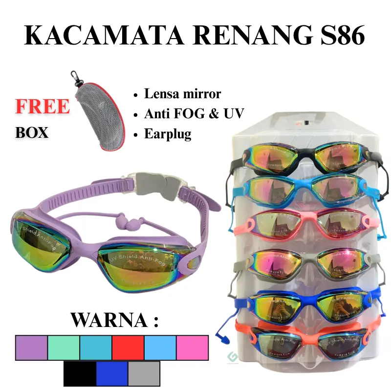 Kacamata Renang Dilengkapi Dengan Penutup Telingan Anti uv Dan Anti Kabut