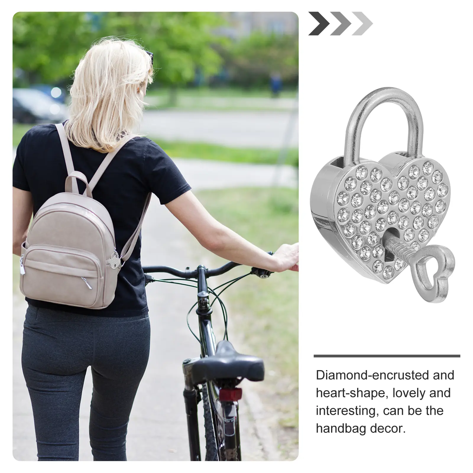 【READY STOCK】Love Lock Wishing Bag Hanging Personalized Padlock The Tote Lovers Heart-shaped Key Zinc Alloy 4X3X1CM Silver