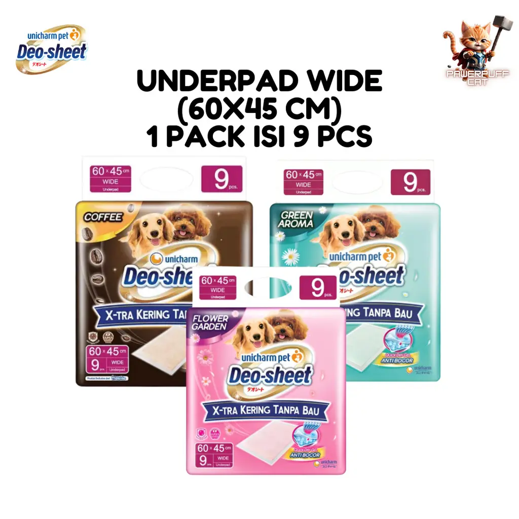 PPC 1 Pack 9 Pcs Unicharm Pet Deo-Sheet Underpad Super Wide Alas Pipis Poop Anjing Kucing
