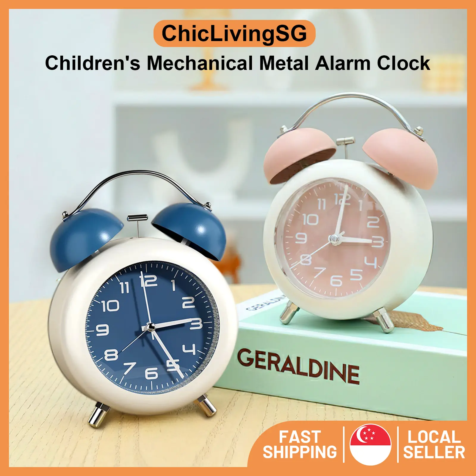 Alarm clock bedside desktop alarm clock mini clock Children's bedroom classic loud double bell
