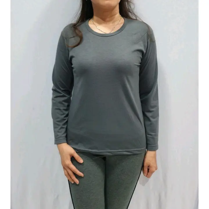 Manset Kaos Premium Wanita - Inner Lengan Panjang Baju Muslimah Krah Pendek Kaos Leher Pendek Atasan Basic Casual Dewasa Nyaman Spandex Oblong Tebal Dalaman 6