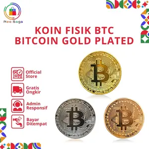 Koin Fisik BTC Bitcoin Gold Plated Pajangan Koleksi Souvenir Gift