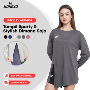 Monexo - Atasan Olahraga Wanita Lengan Panjang Hijab Sport Running Gym Yoga Run24