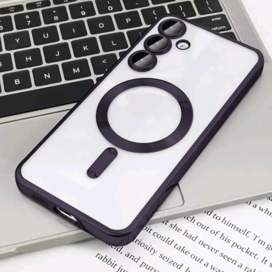 Magsafe For Samsung A55 5G / A35 5G / A15 5G Case Magsafe Transparan Magnetik Softcase MagSafe Chrome Bening