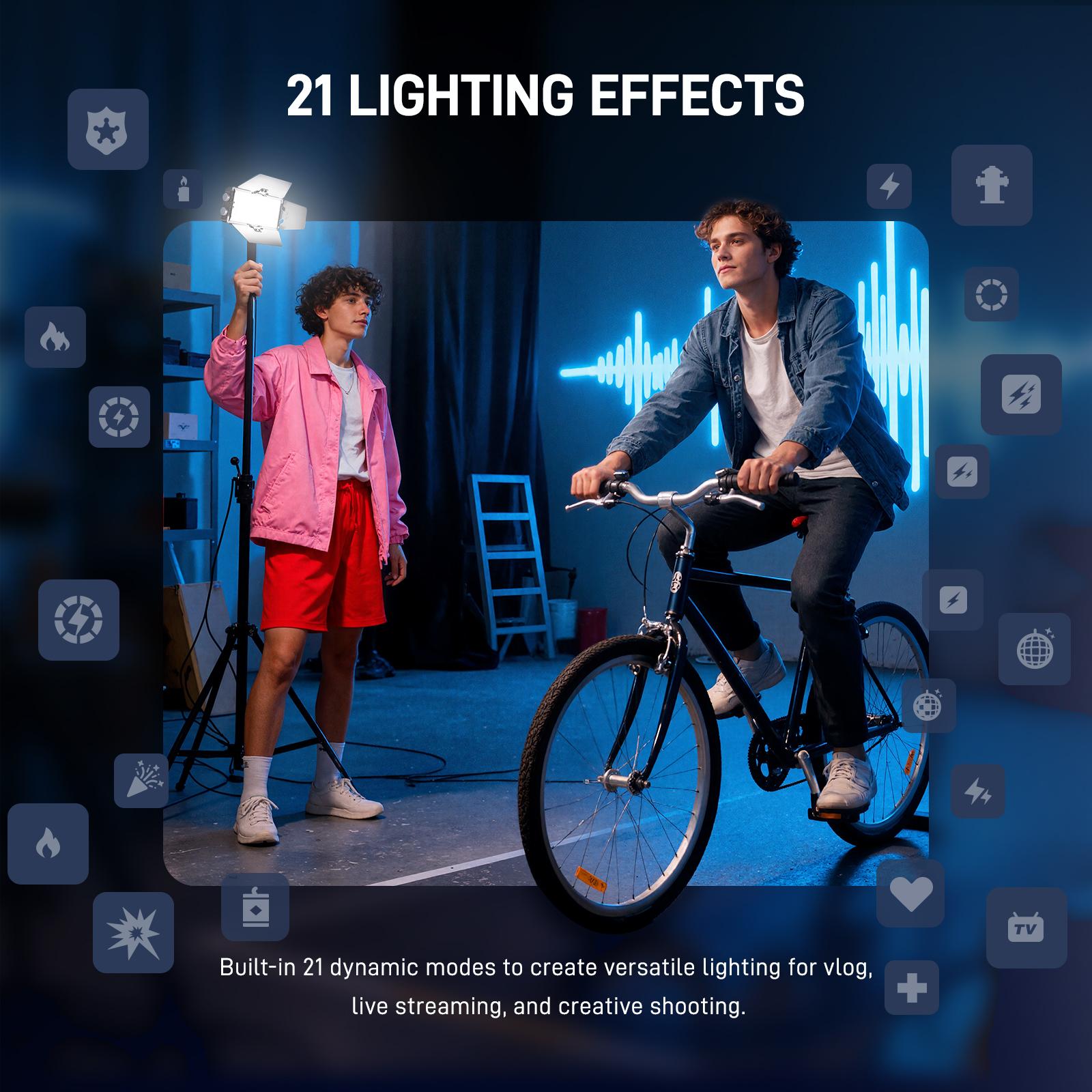 PHOTOOLEX X2077 Panel Light Combo Set RGB LED Lampu Studio 10000mAh dengan Power Bank Lampu Profesional untuk Vlog Live Streaming Camera