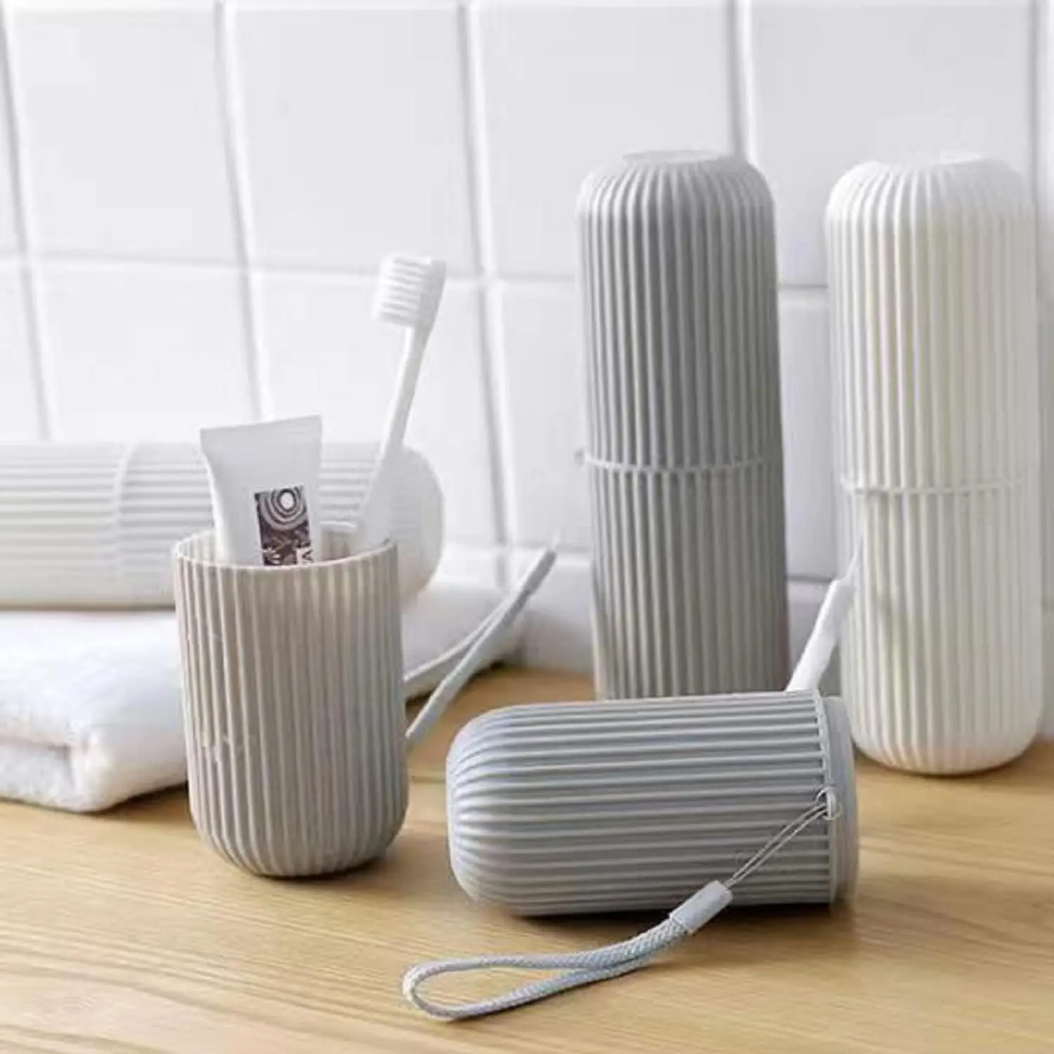 Travel Toothbrush Holder, Portable Toothbrush Cup Case Long 7.7 inch for Traveling, Camping, Business Trip and School, Multifuction Toothbrushes Toothpaste Set Plastic Box Containers Lightweight Matte Bottles