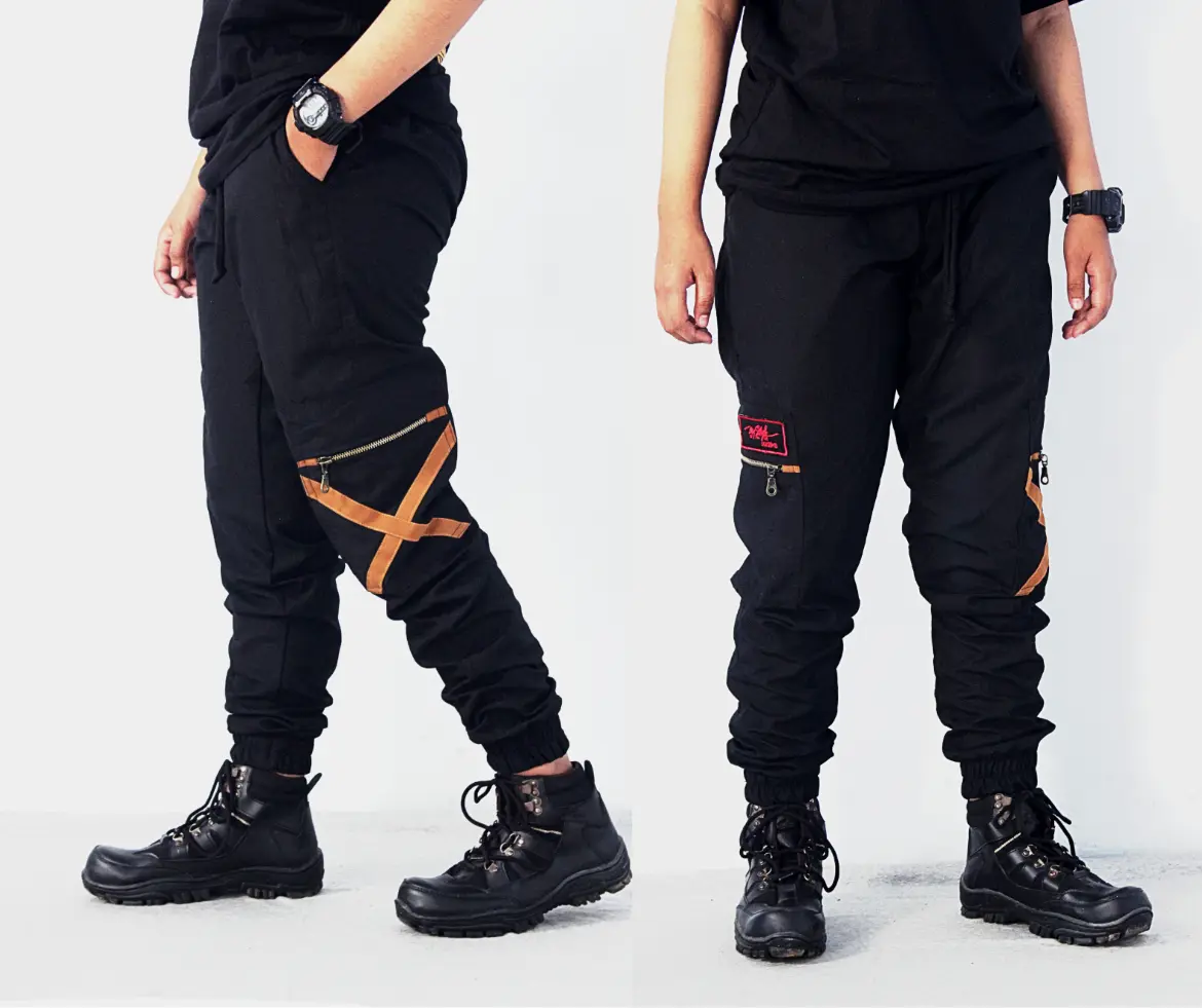 Jogger cargo zipper sport Uniseks Berpori Celana