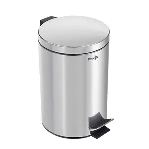 Rovega Premium Tempat Sampah Pedal Injak Stainless Soft Close Round Dustbin DB-SB
