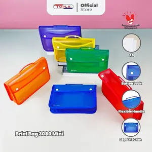 Topla Map Tas Dokumen Brief Bag 3080 Mini Tas Dokumen Kancing Dua Ukuran A5 untuk Sekolah Kuliah dan Kerja Alat Biru Hijau Kuning Stationery