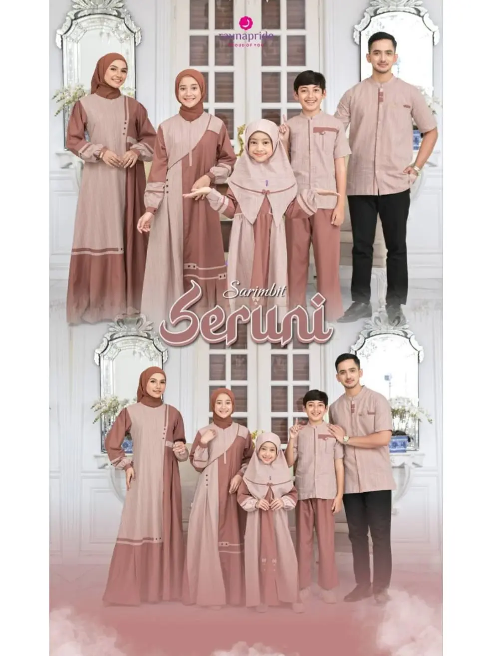 SERUNI  CORAL Sarimbit Raunapride Terbaru Baju Lebaran Keluarga 2025 Toko Busana Saffa Couple Muslim