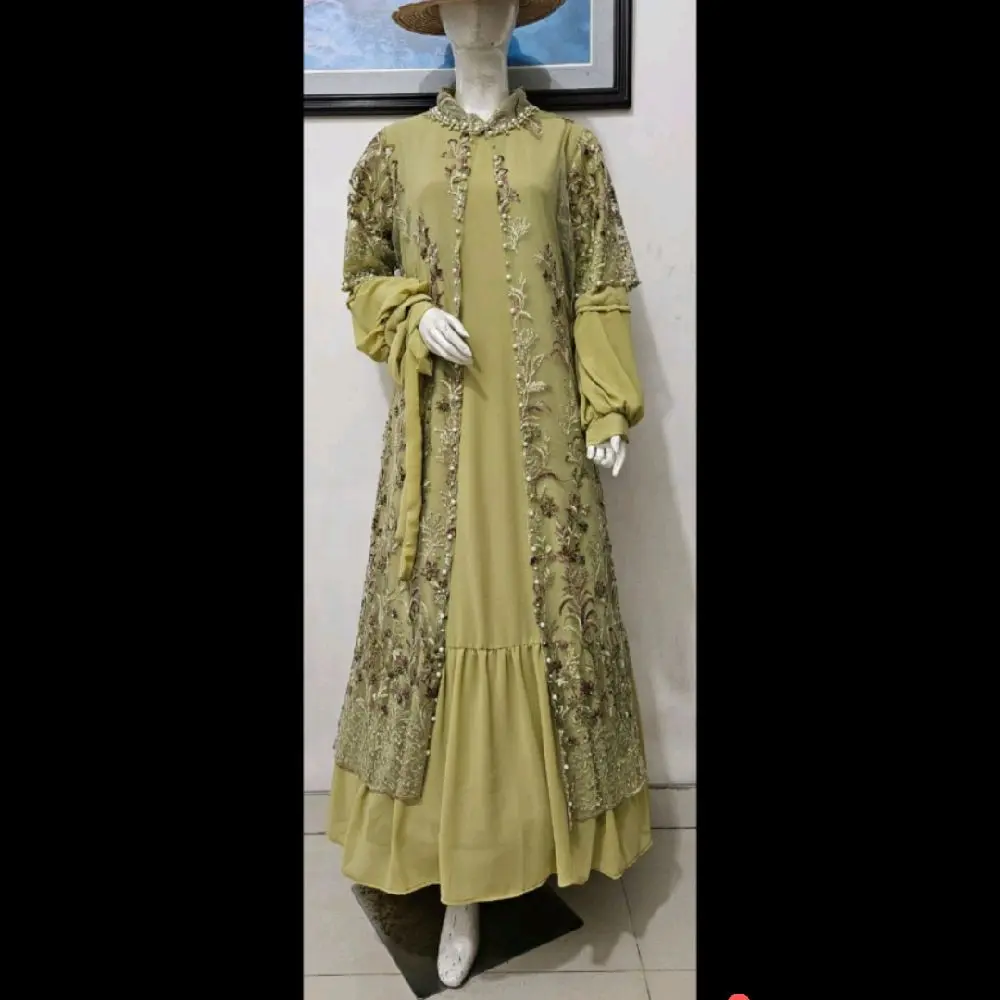 gamis tile ceruty gamis lebaran dres pesta abaya wanita muslim Remaja Kondangan Maxi Dewasa